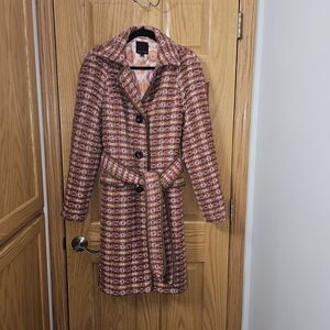 The Limited Women's Tweed Trench Coat - Pink and Brown
